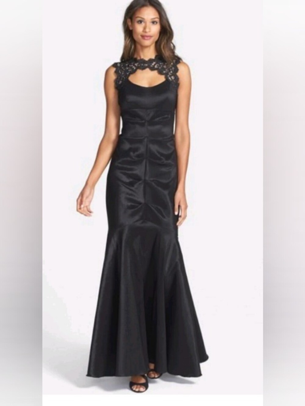 Xscape Black Lace-Yoke Mermaid Gown